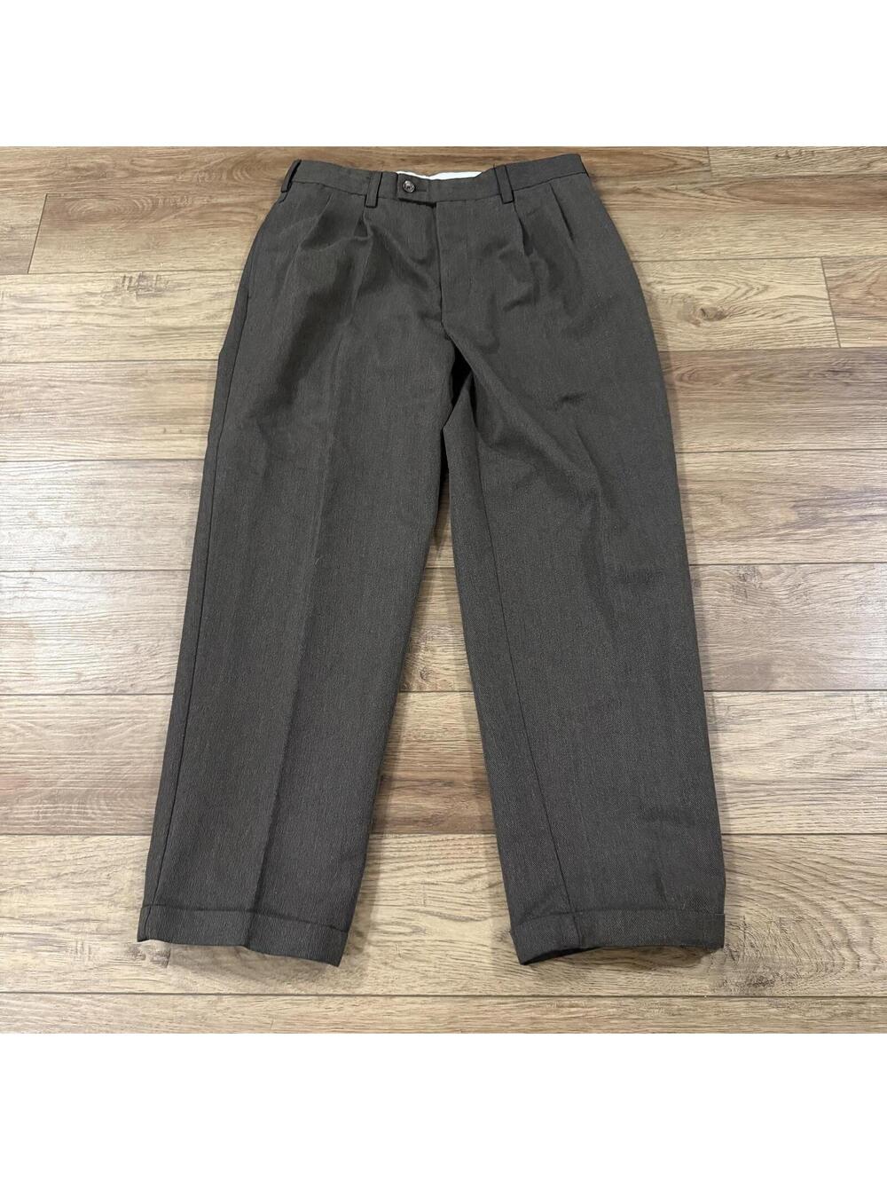 Vintage 90s Arrow Mens Pleated Cuffed Dress Pants 32x30 Gray